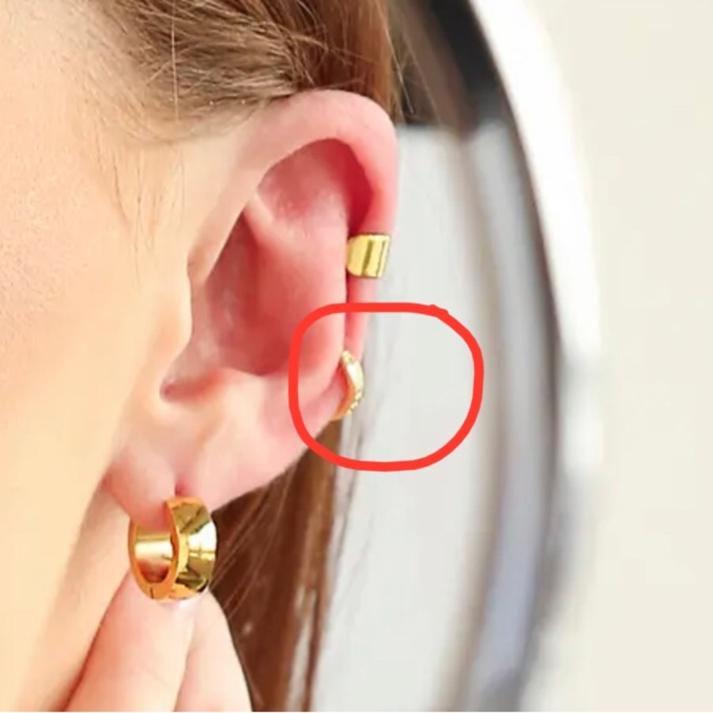 Gold Plated Sterling Silver CZ Ear Cuffs - Picture 2 of 6